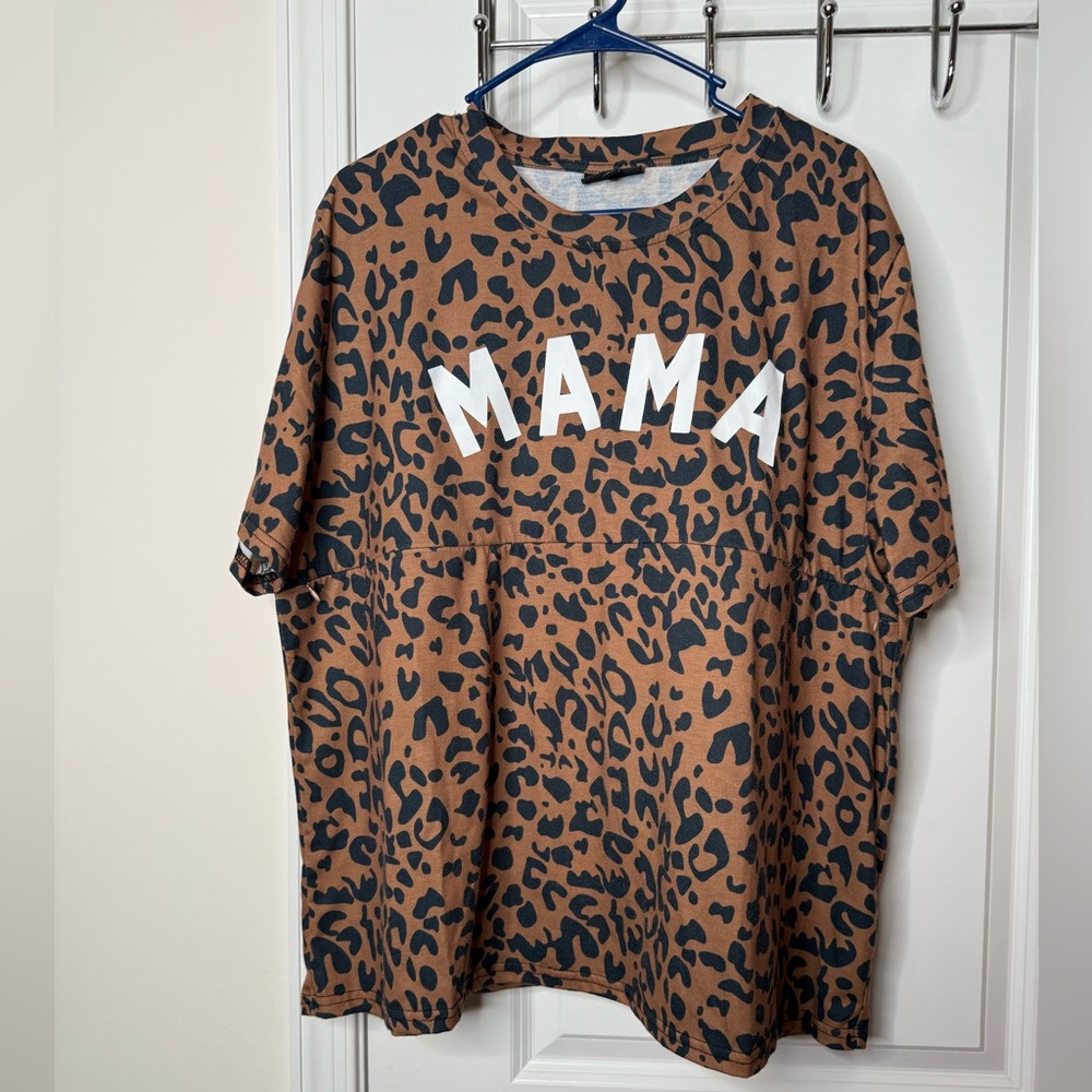 Nursing Queen Brown Leopard Print Tee